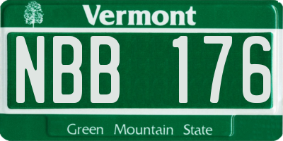 VT license plate NBB176