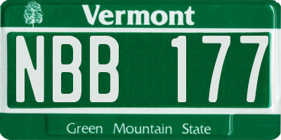 VT license plate NBB177