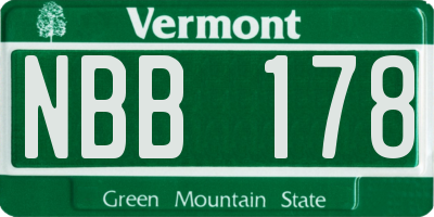 VT license plate NBB178