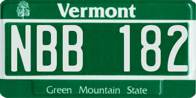 VT license plate NBB182