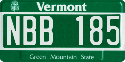 VT license plate NBB185