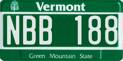 VT license plate NBB188