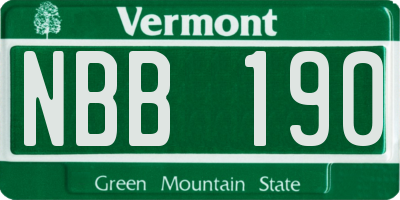 VT license plate NBB190