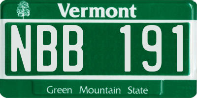 VT license plate NBB191