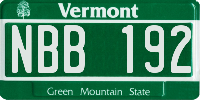 VT license plate NBB192