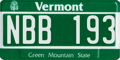 VT license plate NBB193