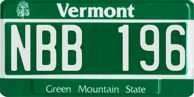 VT license plate NBB196