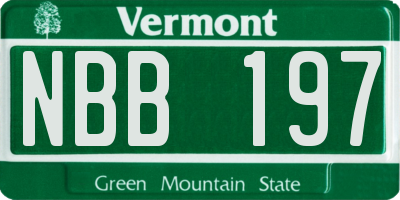 VT license plate NBB197