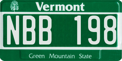 VT license plate NBB198