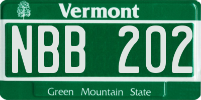 VT license plate NBB202