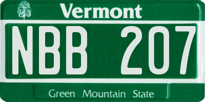 VT license plate NBB207