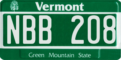 VT license plate NBB208