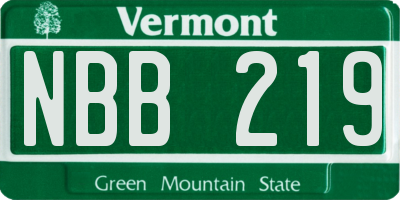 VT license plate NBB219