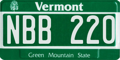 VT license plate NBB220