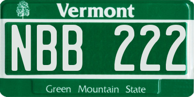 VT license plate NBB222