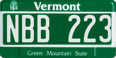 VT license plate NBB223