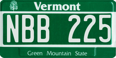 VT license plate NBB225