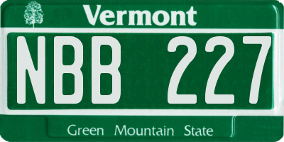 VT license plate NBB227