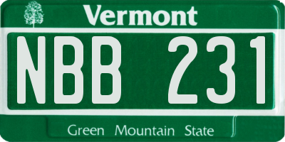 VT license plate NBB231