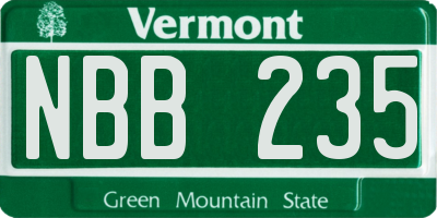 VT license plate NBB235