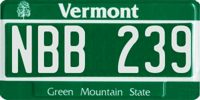 VT license plate NBB239