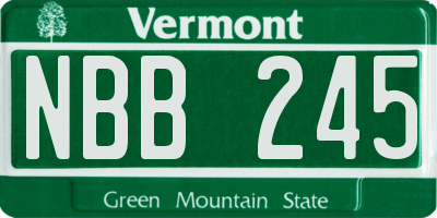 VT license plate NBB245
