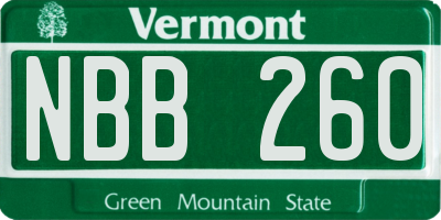 VT license plate NBB260