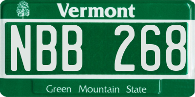 VT license plate NBB268