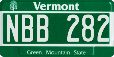 VT license plate NBB282