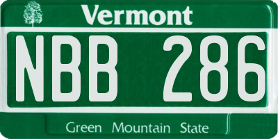 VT license plate NBB286