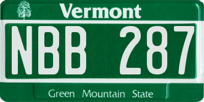 VT license plate NBB287