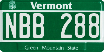 VT license plate NBB288
