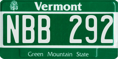 VT license plate NBB292