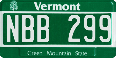 VT license plate NBB299
