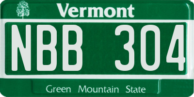 VT license plate NBB304