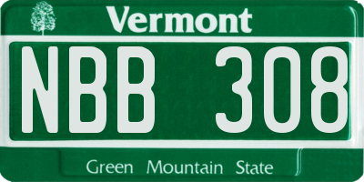 VT license plate NBB308