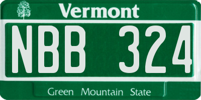 VT license plate NBB324
