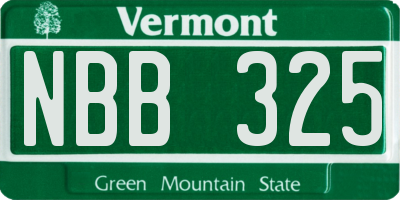VT license plate NBB325