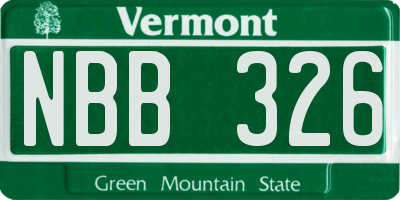 VT license plate NBB326