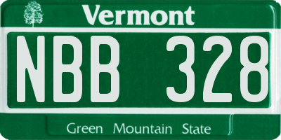 VT license plate NBB328