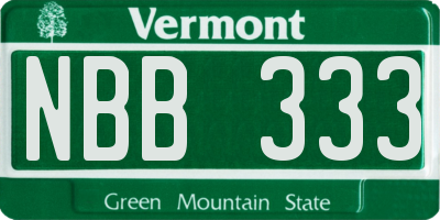 VT license plate NBB333