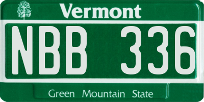 VT license plate NBB336