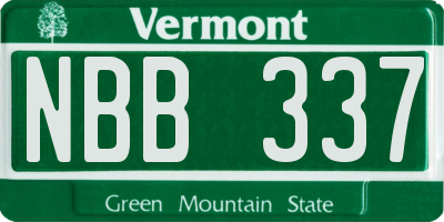VT license plate NBB337