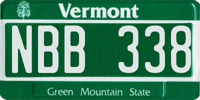 VT license plate NBB338