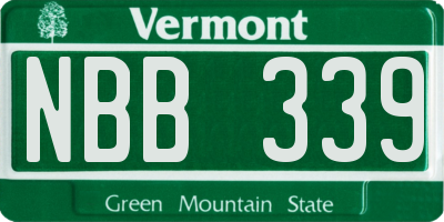 VT license plate NBB339