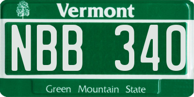 VT license plate NBB340