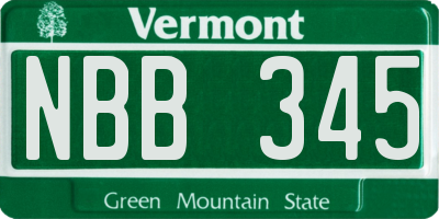 VT license plate NBB345