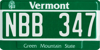 VT license plate NBB347