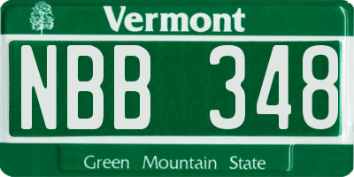 VT license plate NBB348
