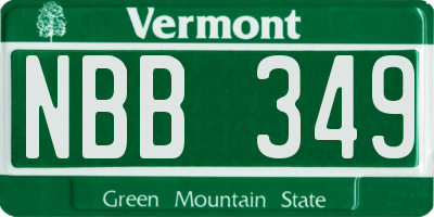 VT license plate NBB349